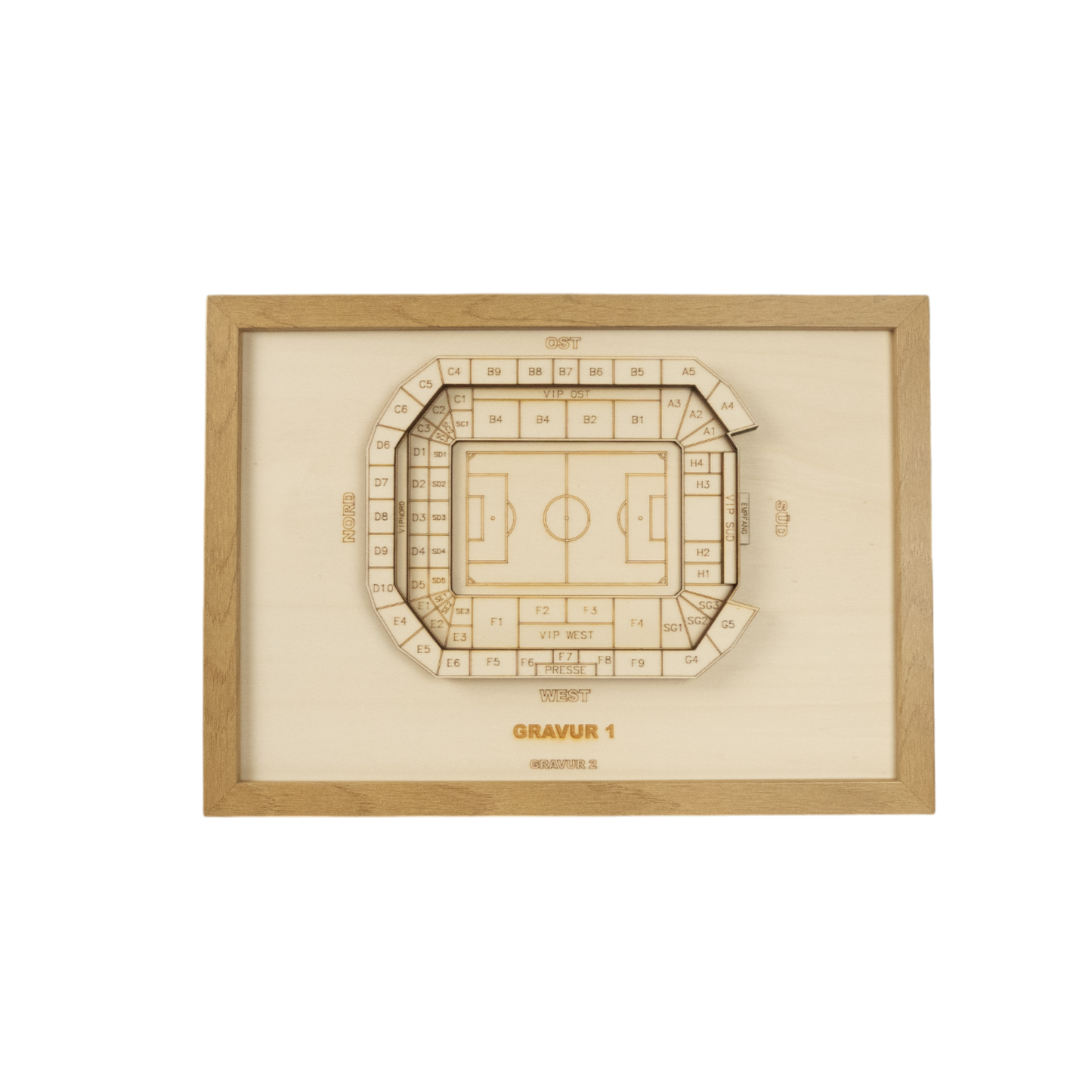 Holzschnitt Stadion Leverkusen