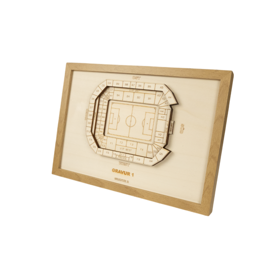 Holzschnitt Stadion Leverkusen