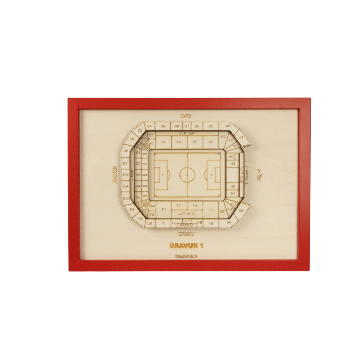 Holzschnitt Stadion Leverkusen
