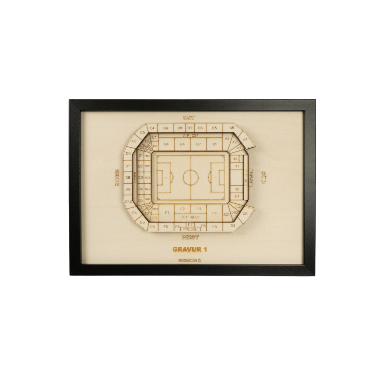 Holzschnitt Stadion Leverkusen