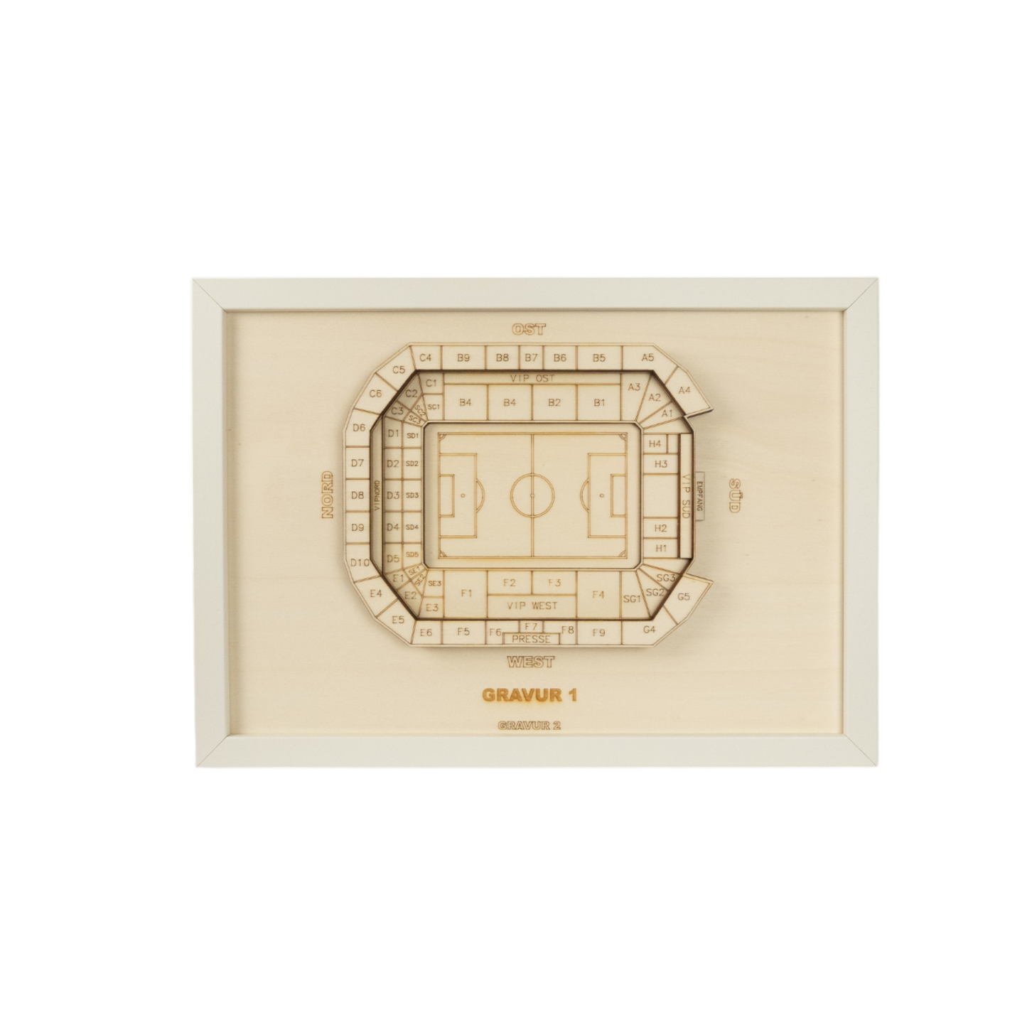 Holzschnitt Stadion Leverkusen