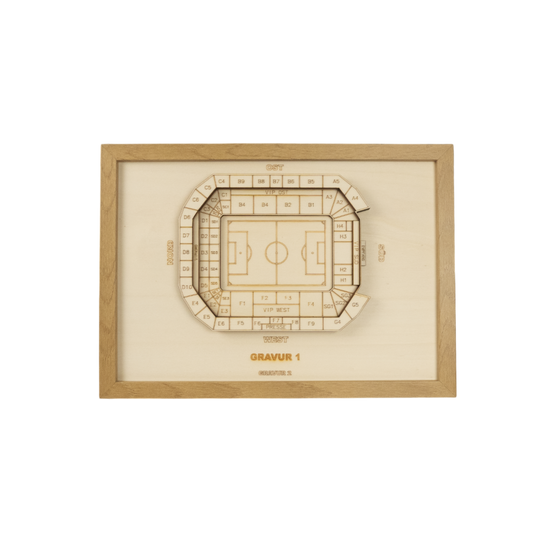 Holzschnitt Stadion Leverkusen