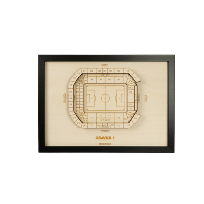 Holzschnitt Stadion Leverkusen